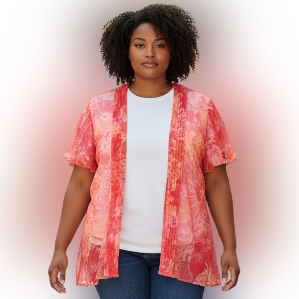 Studio I Red and Pink Women's Cardigan